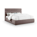  Color_Brown  Size_King  -- Adam Brown Linen Textured Fabric Upholstered King Bed IMAGE 1