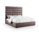  Color_Brown  Size_King  -- Adam Brown Linen Textured Fabric Upholstered King Bed IMAGE 1