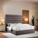 Meridian Adam Brown Linen Textured Fabric King Bed IMAGE 2