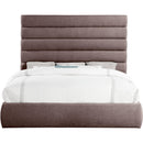  Color_Brown  Size_King  -- Adam Brown Linen Textured Fabric Upholstered King Bed IMAGE 3