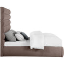  Color_Brown  Size_King  -- Adam Brown Linen Textured Fabric Upholstered King Bed IMAGE 4