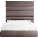  Color_Brown  Size_King  -- Adam Brown Linen Textured Fabric Upholstered King Bed IMAGE 3