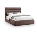 Color_Brown Size_Queen -- Adam Brown Linen Textured Fabric Upholstered Queen Bed IMAGE 1