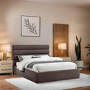  Color_Brown  Size_Queen  -- Adam Brown Linen Textured Fabric Upholstered Queen Bed IMAGE 2