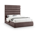  Color_Brown Size_Queen -- Adam Brown Linen Textured Fabric Upholstered Queen Bed IMAGE 1