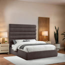 Color_Brown  Size_Queen  -- Adam Brown Linen Textured Fabric Upholstered Queen Bed IMAGE 2
