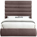  Color_Brown  Size_Queen  -- Adam Brown Linen Textured Fabric Upholstered Queen Bed IMAGE 3