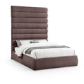 Color_Brown Size_Queen -- Adam Brown Linen Textured Fabric Upholstered Queen Bed IMAGE 1