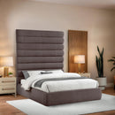  Color_Brown  Size_Queen  -- Adam Brown Linen Textured Fabric Upholstered Queen Bed IMAGE 2