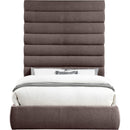  Color_Brown  Size_Queen  -- Adam Brown Linen Textured Fabric Upholstered Queen Bed IMAGE 3