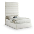 Color_Cream  Size_Full  -- Adam Cream Linen Textured Fabric Upholstered Full Bed IMAGE 1