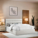  Color_Cream  Size_King  -- Adam Cream Linen Textured Fabric Upholstered King Bed IMAGE 2