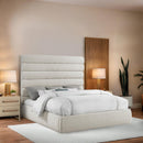  Color_Cream  Size_King  -- Adam Cream Linen Textured Fabric Upholstered King Bed IMAGE 2
