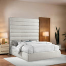  Color_Cream  Size_King  -- Adam Cream Linen Textured Fabric Upholstered King Bed IMAGE 2