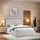  Color_Cream  Size_Queen  -- Adam Cream Linen Textured Fabric Upholstered Queen Bed IMAGE 2