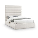 Meridian Adam Cream Linen Textured Fabric Queen Bed IMAGE 1