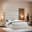  Color_Cream  Size_Queen  -- Adam Cream Linen Textured Fabric Upholstered Queen Bed IMAGE 2