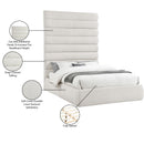 Meridian Adam Cream Linen Textured Fabric Queen Bed IMAGE 10