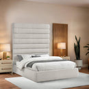  Color_Cream  Size_Queen  -- Adam Cream Linen Textured Fabric Upholstered Queen Bed IMAGE 2