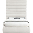 Meridian Adam Cream Linen Textured Fabric Queen Bed IMAGE 3