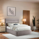  Color_Taupe  Size_Full  -- Adam Taupe Linen Textured Fabric Upholstered Full Bed IMAGE 2