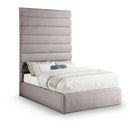 Meridian Adam Taupe Linen Textured Fabric Full Bed IMAGE 1