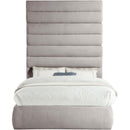 Meridian Adam Taupe Linen Textured Fabric Full Bed IMAGE 3