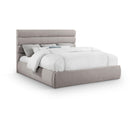 Meridian Adam Taupe Linen Textured Fabric King Bed IMAGE 1