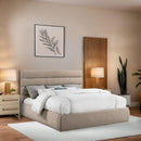  Color_Taupe  Size_King  -- Adam Taupe Linen Textured Fabric Upholstered King Bed IMAGE 2