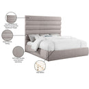 Meridian Adam Taupe Linen Textured Fabric King Bed IMAGE 10