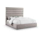  Color_Taupe  Size_King  -- Adam Taupe Linen Textured Fabric Upholstered King Bed IMAGE 1