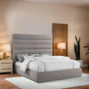  Color_Taupe  Size_King  -- Adam Taupe Linen Textured Fabric Upholstered King Bed IMAGE 2