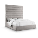  Color_Taupe  Size_King  -- Adam Taupe Linen Textured Fabric Upholstered King Bed IMAGE 1