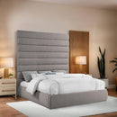  Color_Taupe  Size_King  -- Adam Taupe Linen Textured Fabric Upholstered King Bed IMAGE 2