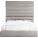  Color_Taupe  Size_King  -- Adam Taupe Linen Textured Fabric Upholstered King Bed IMAGE 3