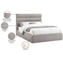 Meridian Adam Taupe Linen Textured Fabric Queen Bed IMAGE 10