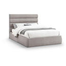  Color_Taupe  Size_Queen  -- Adam Taupe Linen Textured Fabric Upholstered Queen Bed IMAGE 1