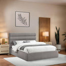  Color_Taupe  Size_Queen  -- Adam Taupe Linen Textured Fabric Upholstered Queen Bed IMAGE 2