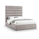  Color_Taupe  Size_Queen  -- Adam Taupe Linen Textured Fabric Upholstered Queen Bed IMAGE 1