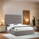 Meridian Adam Taupe Linen Textured Fabric Queen Bed IMAGE 2
