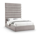  Color_Taupe  Size_Queen  -- Adam Taupe Linen Textured Fabric Upholstered Queen Bed IMAGE 1