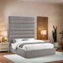 Meridian Adam Taupe Linen Textured Fabric Queen Bed IMAGE 2