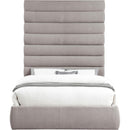Meridian Adam Taupe Linen Textured Fabric Queen Bed IMAGE 3