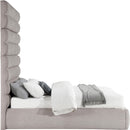 Meridian Adam Taupe Linen Textured Fabric Queen Bed IMAGE 4