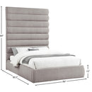 Meridian Adam Taupe Linen Textured Fabric Queen Bed IMAGE 9