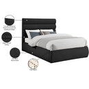 Meridian Adam Black Boucle Fabric Queen Bed IMAGE 10