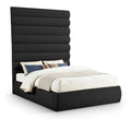  Color_Black Size_Queen -- Adam Black Boucle Fabric Upholstered Queen Bed IMAGE 1