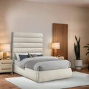  Color_Cream  Size_Full  -- Adam Cream Boucle Fabric Upholstered Full Bed IMAGE 2