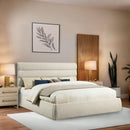  Color_Cream  Size_King  -- Adam Cream Boucle Fabric Upholstered King Bed IMAGE 2