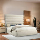  Color_Cream  Size_King  -- Adam Cream Boucle Fabric Upholstered King Bed IMAGE 2